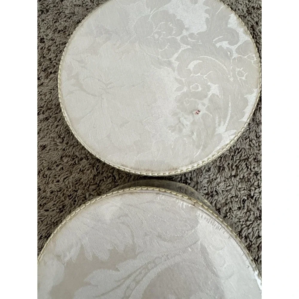 Waterford Linens Essex Court WC Designs Large‎ Round Linen Keepsake Box Lot Of 2